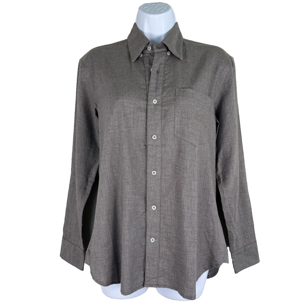 Eight Sand Long Sleeve Button Up Womens Small Organic Cotton Preppy Monochrome